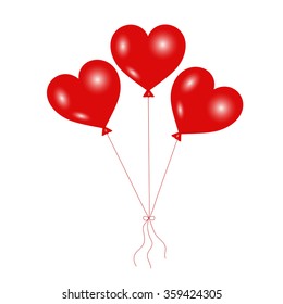 Valentine Vector - Group of Red balloon with heart shape isolate on white background