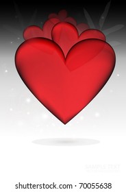 Valentine vector heart on reflective surface - Vector  heart background illustration