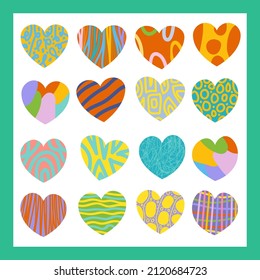 Valentine vector heart. Pictogram set. Symbol of love. Flat vector illustration.