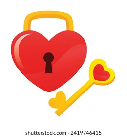 Valentine Vector icon asset of Lock and key in Love shape themes free editable for design 