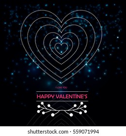Valentine vector illustration of happy Valentine's Day postcard beautiful heart and inscription, valentines day, happy Valentine's Day