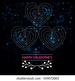 Valentine vector illustration of happy Valentine's Day postcard beautiful heart and inscription, valentines day, happy Valentine's Day
