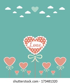 Valentine, vector illustration on blue background