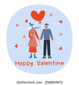  Valentine vector illustration with a romantic couple. Bright design for web, print, stickers, logo, template, etc. 
