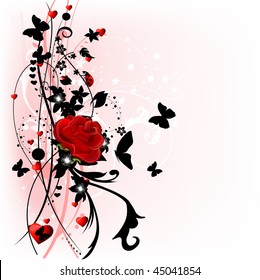 valentine vector with red rose