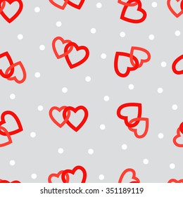 Valentine vector seamless pattern with hearts on grey background. Perfect for textile, pattern fills, birthday, gift and wedding cards, wrapping paper.