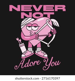 Colección de diseño de camiseta de Vector de San Valentín, diseños Urbana Paquetes de camisetas de San Valentín de streetwear, diseño de Vector de manguera de goma retro Groovy, gráfico de mascota de Vector lindo, Paquete gráfico de ropa de Vector.