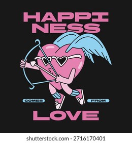 Colección de diseño de camiseta de Vector de San Valentín, diseños Urbana Paquetes de camisetas de San Valentín de streetwear, diseño de Vector de manguera de goma retro Groovy, gráfico de mascota de Vector lindo, Paquete gráfico de ropa de Vector.