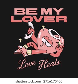 Colección de diseño de camiseta de Vector de San Valentín, diseños Urbana Paquetes de camisetas de San Valentín de streetwear, diseño de Vector de manguera de goma retro Groovy, gráfico de mascota de Vector lindo, Paquete gráfico de ropa de Vector.