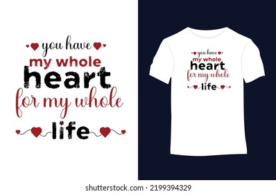 Valentine vector t-shirt design with silhouettes, typography, print, love