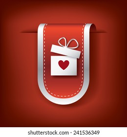 Valentine vertical ribbon or bookmark element for websites and promotion of holiday. Eps10 vector illustration