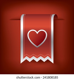 Valentine vertical ribbon or bookmark element for websites and promotion of holiday. Eps10 vector illustration