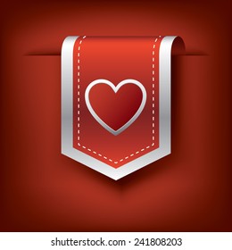 Valentine vertical ribbon or bookmark element for websites and promotion of holiday. Eps10 vector illustration