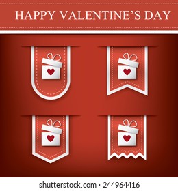 Valentine vertical ribbon or bookmark element for websites and promotion of holiday. Eps10 vector illustration