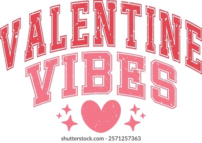 Valentine Vibes - Happy Valentine's day T-shirt Design, Valentine Varsity T-shirt design, Retro Valentine, retro Varsity, Love Heart Vector file, boho varsity, boho design