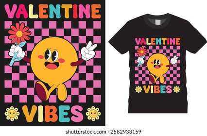 Valentine vibes, Happy Valentines Day typography vector t shirt design. Get into the romantic spirit with this Valentine’s Day shirt, Wear it to spread the love. Ready for print, poster