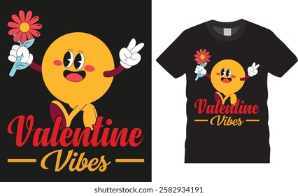 Valentine vibes, Happy Valentines Day typography vector t shirt design. Get into the romantic spirit with this Valentine’s Day shirt, Wear it to spread the love. Ready for print, poster