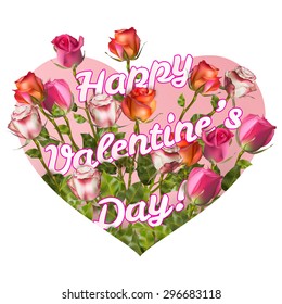 Valentine vintage card with rose bouquet. EPS 10 vector file included