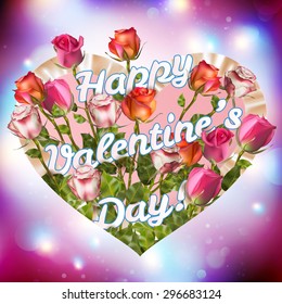 Valentine vintage card with rose bouquet. EPS 10 vector file included