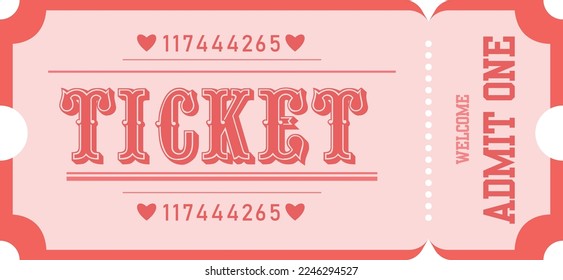 Valentine Vintage Ticket Template Retro