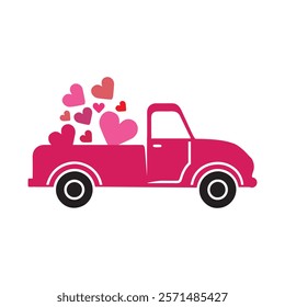 Valentine Vintage Truck Typography T-Shirt Design Vector, Valentine gift, Valetines Day Typography Shirt, Valentine’s Day Digital Design, Happy valentines day
