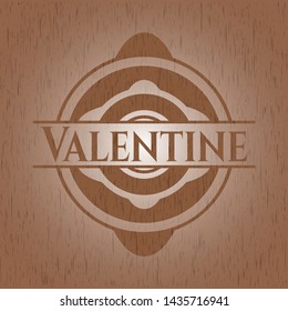 Valentine vintage wood emblem. Vector Illustration.