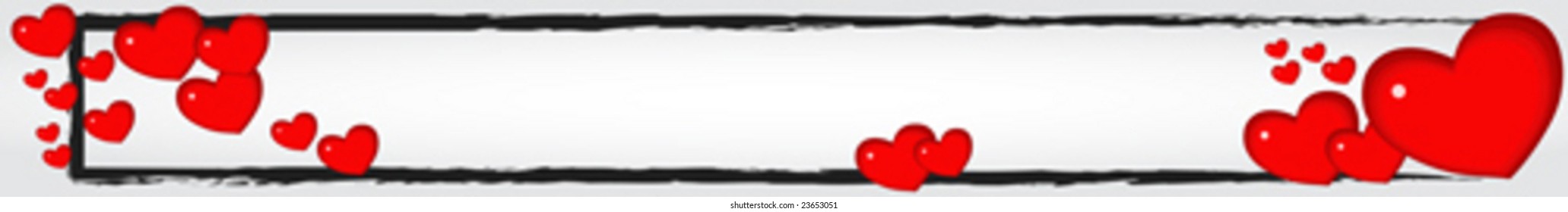 Valentine web banner with frame message and hearts