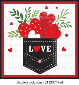 Valentine or wedding card with a pocket full of love