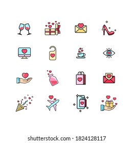 Valentine or wedding day icon set. Love concept. Vector on isolated white background. EPS 10