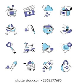 Valentine and Wedding Doodle Icons 

