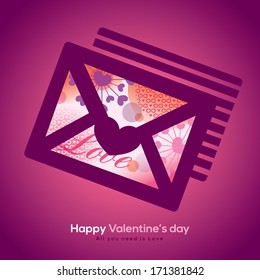 Valentine and wedding Envelope with collage graphic illustration