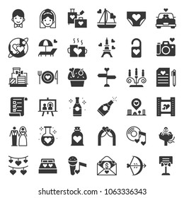 Valentine, Wedding and honeymoon icon set, solid icon