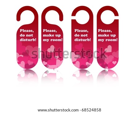 Valentine or wedding hotel door tags, vector