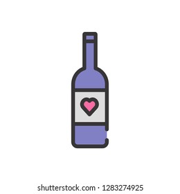 Valentine wine icon , filled style, Valentines day signs and love symbols. Wedding infographics, 