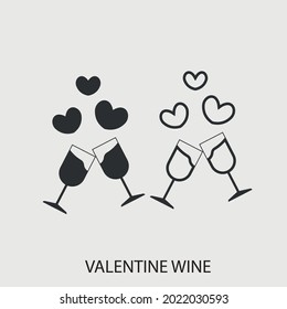 Valentine wine vector icon illustration sign for web and design