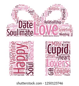 Valentine word cloud in red gift shape , vector file for EPS10