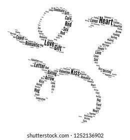 Valentine word cloud in ribbon shape, vector file for EPS10