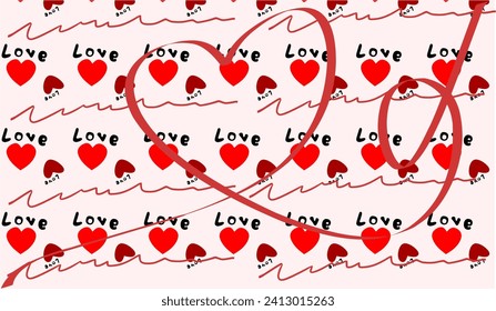 Valentine wrapping paper design, Valentine's day seamless pattern with different hearts.