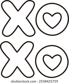 Valentine XOXO text outline.
XOXO word letters typography vector.
Transparent background.
