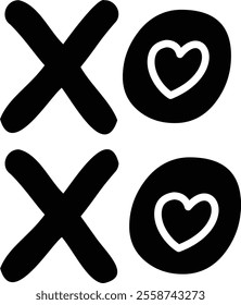 Valentine XOXO text silhouette.
XOXO word letters typography vector.
Transparent background.