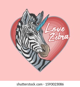 valentine zebra mascot cartoon colorful