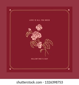 Valentine&#39;s day card floral vector design