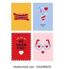 Valentine&#39;s day card set design vector