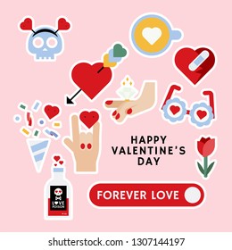 Valentine&#39;s day love icon vector set