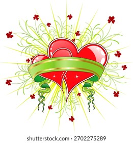 Valentine's abstract frame with ribbon, elements for design, vector illustration
