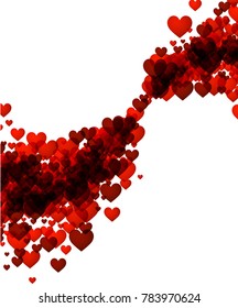 La historia de amor abstracta de San Valentín con corazones rojos. Ilustración de papel vector.