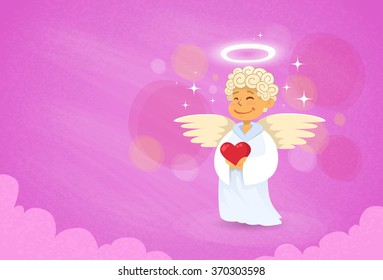 Valentine's Angel Cupid Saint Valentine Holiday Heart Vector Illustration