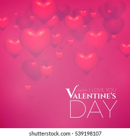 Valentine's Background with 3D Flying Hearts. Vector illustration