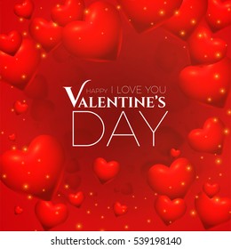 Valentine's Background with 3D Flying Hearts. Vector illustration