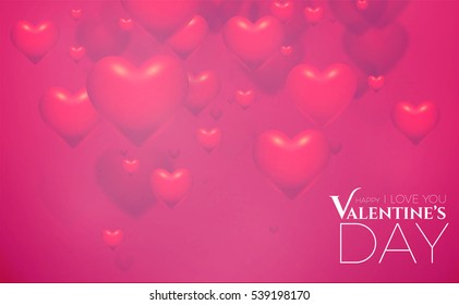 Valentine's Background with 3D Flying Hearts. Vector illustration